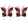 Sterling Silver Garnet Butterfly Earrings