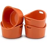 Rachael Ray Stoneware 10-Ounce Ramekins Round Bubble and Brown Singles, Set of 4