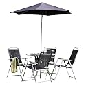 Kurtis Beeston Outdoor Garden Furniture Set includes Round Table/ 4 Folding Chairs/ Parasol (6 Pieces)