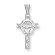 14k White Gold Claddagh Cross Pendant