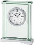 Seiko Silver Tone & Glass Desk or Table Alarm Clock - Tall - Silver Tone