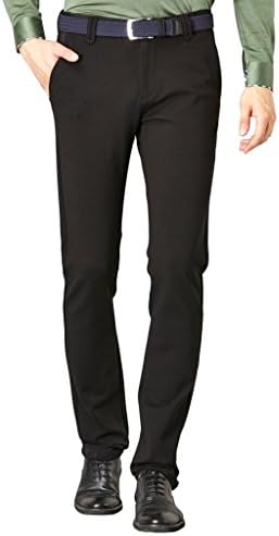 CNCN Men's Fashion Leisure Straight Leg Elasticized Solid Long Pants Black Size 30