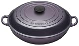 Le Creuset Cast Iron Shallow Casserole, Cassis, 30 cm (Model L2532-3072)
