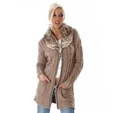Noble manteau de laine à tricoter avec col de fourrure en plusieurs couleurs (D308)