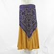 Purple Burnout Velvet Triangular Hip Scarf/Shawl with Beaded Fringe