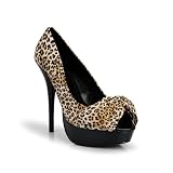 Peep Toe Bow Platform Stiletto Pump Tan Leopard