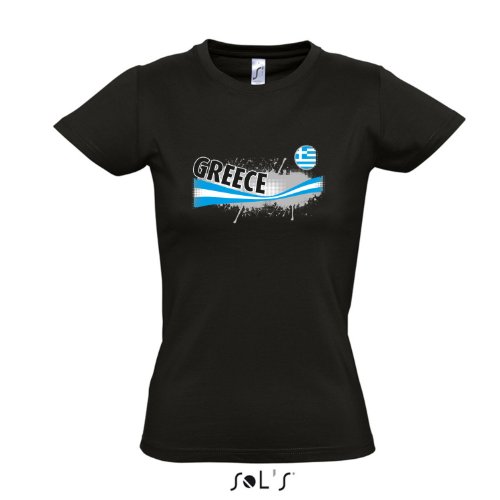 Fanshirt-Damen GREECE, Griechenland Ländershirt EM / WM Trikot S-XXL , Deep black , M