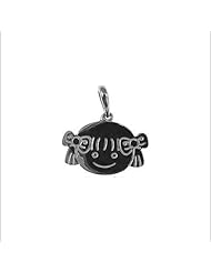 14k White Gold, Girl Pendant Charm 17mm Wide