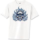 Skull with Blue Flames - Dragons, Fantasy, and Planets Premium T-Shirt