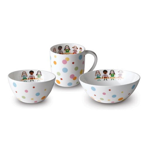 Fine Bone China Jelly Bubble 3pc Kid's Meal Set