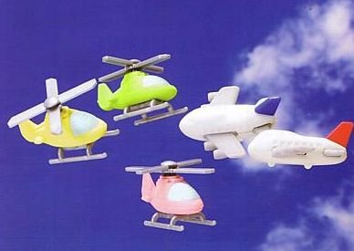 5 Japanese Puzzle Erasers Airplanes Helicopters Pilot Plane IWAKO