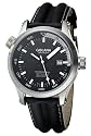 Golana - AQ100.1 - Aqua -Pro - Divers - Montre Homme Acier - Quartz Analogique - Lunette Plongée - Dateur - Cadran Noir et Blanc - Bracelet Cuir Noir