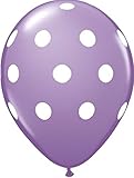 Custom, Fun & Cool {Medium 11" Inch} 10 Pack of Helium & Air Latex Rubber Balloons w/ Modern Spotted Polka Dot Design [Light Purple & White]