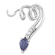 14K White Gold Iolite and Diamond Pendant