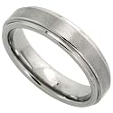 Tungsten Carbide 5.5 mm (7/32 in.) Comfort Fit Band, w/ Brushed Center & Grooved Edges