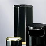 Designer Line European 15 gallon Steel/Brass Open Top Black/Brass Waste Receptacle CC16-10B