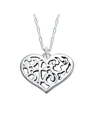 Bob Siemon Sterling Silver Filigree Heart with Cross Pendant Necklace, 18"
