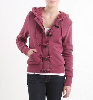 Roxy Cozy Fleece Fullzip and Toggle Hoodie (Large, Maroon)
