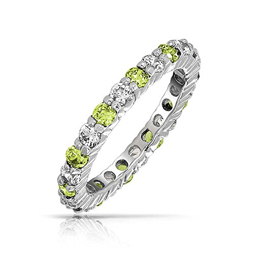 Bling Jewelry Silver Simulated Peridot CZ August Eternity Birthstone Ring