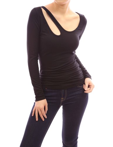 PattyBoutik Unique Keyhole Cut Out Scoop Neck Long Sleeve Causal Party Knit Top