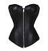 Bslingerie Womens Faux Leather Zipper Front Boned Corset