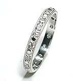 Platinum and Diamond Engraved Wedding Band or Anniversary Ring with Fine Millgrain Edge, Ring Size 8.5 (T.w 0.30)