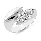 0.15ct TDW Diamond Bypass Ring in Sterling Silver - Size 7