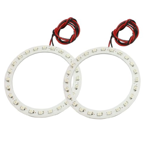 uxcell 2 x 80mm Red 24 SMD LED Rear Angel Eyes Halo Ring