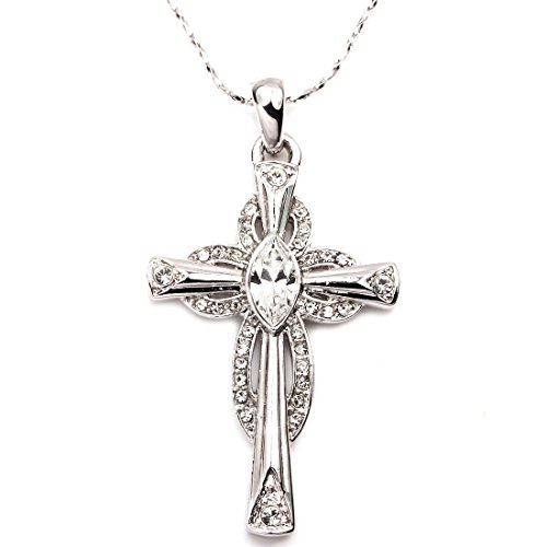 Fc white gold plated cross pendant cubic zirconia cryst…