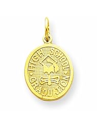 10K Gold Disc with High School Graduation Charm