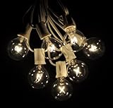 25 Foot Globe Patio String Lights - Set of 25 G40 Clear Bulbs with White Cord