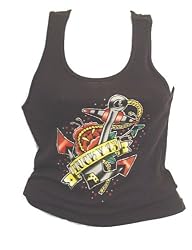 Lucky 13 Anchor Tattoo design Ladies Beater Shirt Old School Tattoo Design Tank Top