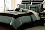 12 PC. CLASSIC SUPER BED IN A BAG COMFORTER SET W/ MATCHING PILLOWS and SHEET SET, QUEEN, BLUE / BROWN