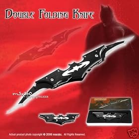 Black Batman Batarang Shape Dark Knight Dbl Edge Sharp Folding Knife by 