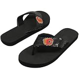 NHL Calgary Flames Women's Sequin Strap Flip Flops - Black (9/10)