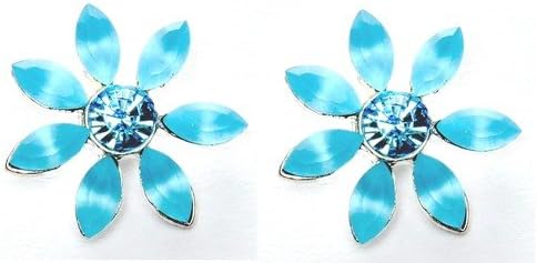 Swarovski Crystal Flower Earrings / Floral Crystal Style Earring / Swarovski Daisy Earrings in Aqua Colour in Silver Plated by TwinkleStar London