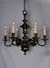 Vintage Bow & Bead Warm Brass Chandelier, c.1940
