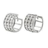 Sterling Silver Huggie Earrings with CZ Stones