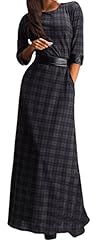 Bandeau Neck Long Sleeves Polyester/Rayon/Spandex Plaid Print Lace Maxi Dress 