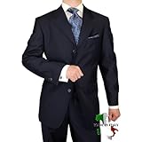 Gino Valentino 3 Button Made in Italy Wool / Silk Mens Suit 150's Hand Made Canvas Front Jacket Plus Pants Custom Working Buttonholes Business Suit Navy