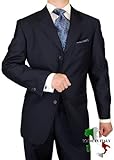 Gino Valentino 3 Button Made in Italy Wool / Silk Mens Suit 150's Hand Made Canvas Front Jacket Plus Pants Custom Working Buttonholes Business Suit Navy