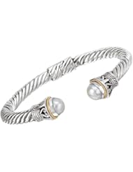 925 Silver & Mabe Pearl Cuff Bracelet with 18k Gold Accents