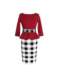 Plaid Print Long Sleeves Polyester/Knit  Dress