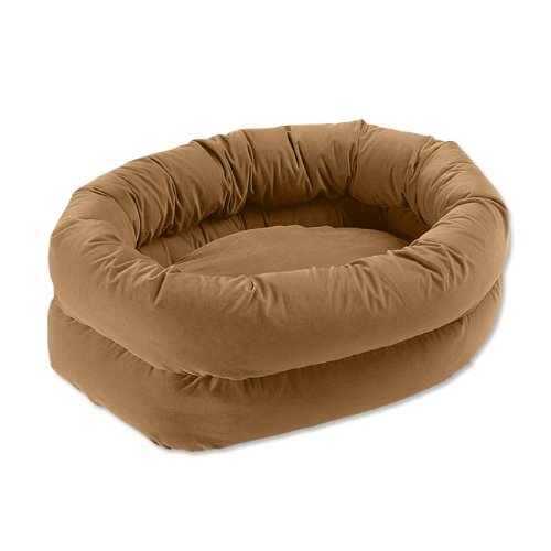 DoubleHigh Bagel Dog Bed LARGE LIGHT BROWN