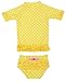 RuffleButts® Little Girls Yellow Polka Dot Ruffled Rash Guard Bikini