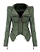 PrettyGuide Women's Power Studded Shoulder Notch Lapel Denim Jacket