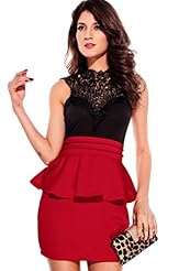 Sexy Cocktail Sleeveless Peplum Lace Polyester Bodycon Dress/Party Dress/Mini Dress 