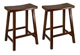 Winsome 94184 walnut Beechwood SET OF 2 KITCHEN STOOL 24 INCH SADDLE SEAT
