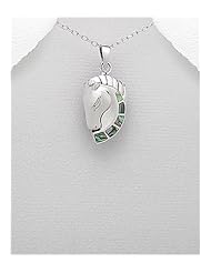 Horse Shell Pendant Necklace In 92.5 Sterling Silver