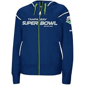 Reebok Super Bowl XLIII Ladies Navy Blue Dazzle Trim Full Zip Hoody Sweatshirt